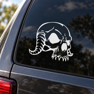 White skull vinyl decal sticker, detailed cartoon skull design