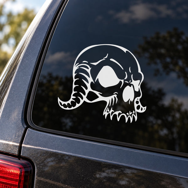 White skull vinyl decal sticker, detailed cartoon skull design