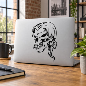 Skull vinyl wall decal with black cartoon skull graphic