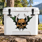 Horned skull with green wings sticker on a white surface