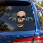 Skull double revolvers decal sticker on dark blue car window