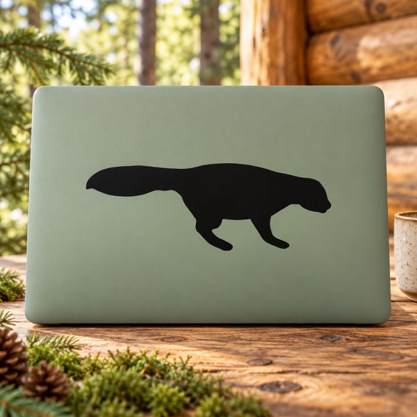 Staring skunk decal with black silhouette