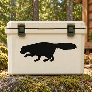 Black walking skunk decal with full-body running silhouette