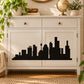 Central City skyline wall decal with black city silhouette on a light surface