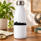 Black city skyline vinyl decal strip on a white water bottle