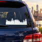 Car window skyline decal, white city skyline graphic on rear window