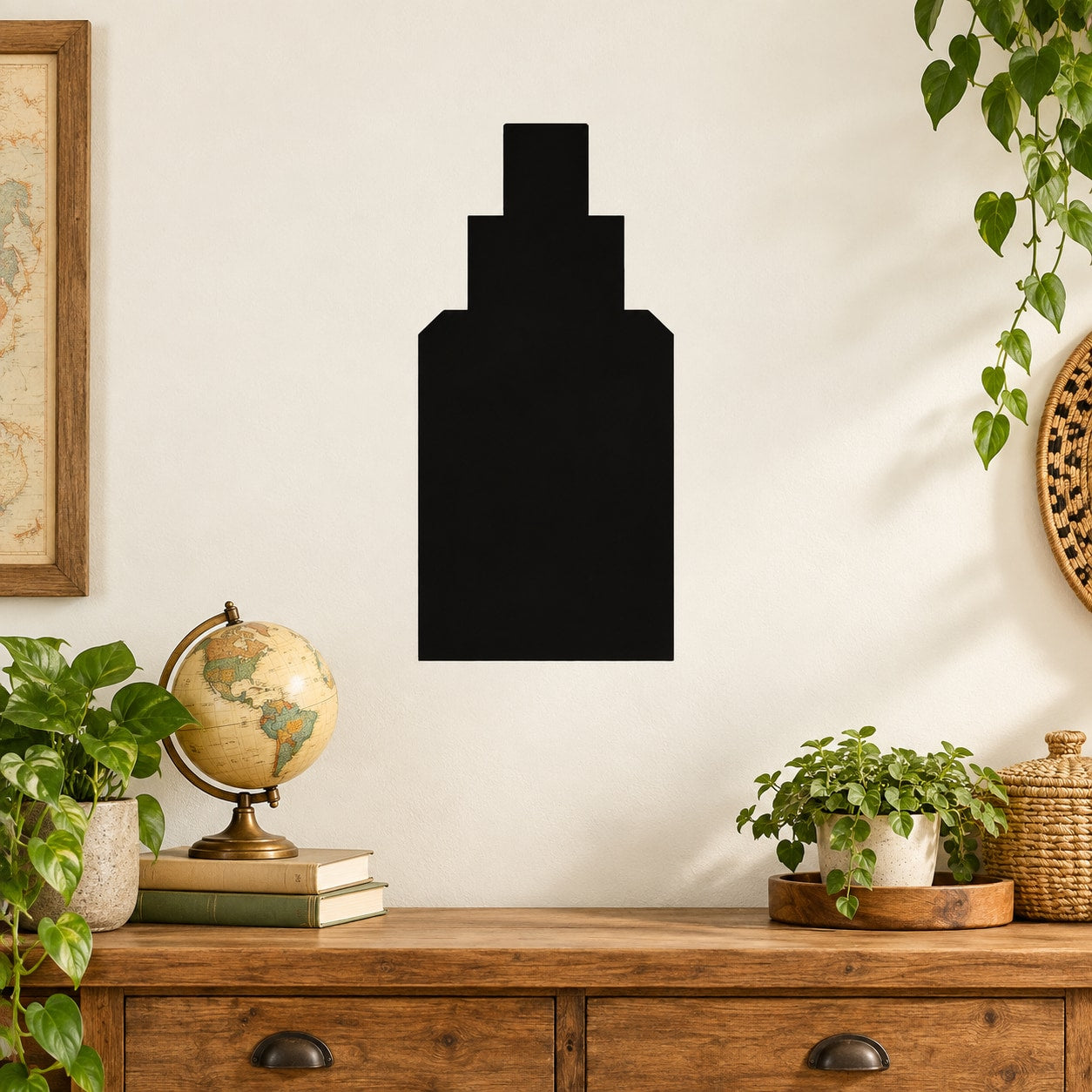 Black three-tiered decal silhouette with stepped top shape