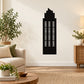 Black pointed tall building wall decal with window stripes