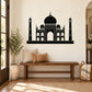 Taj Mahal wall decal with black domed palace silhouette and four minarets