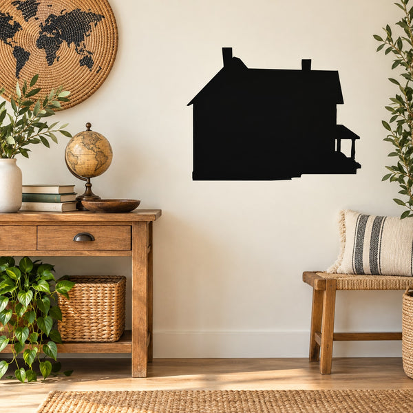 Black suburban house silhouette wall decal