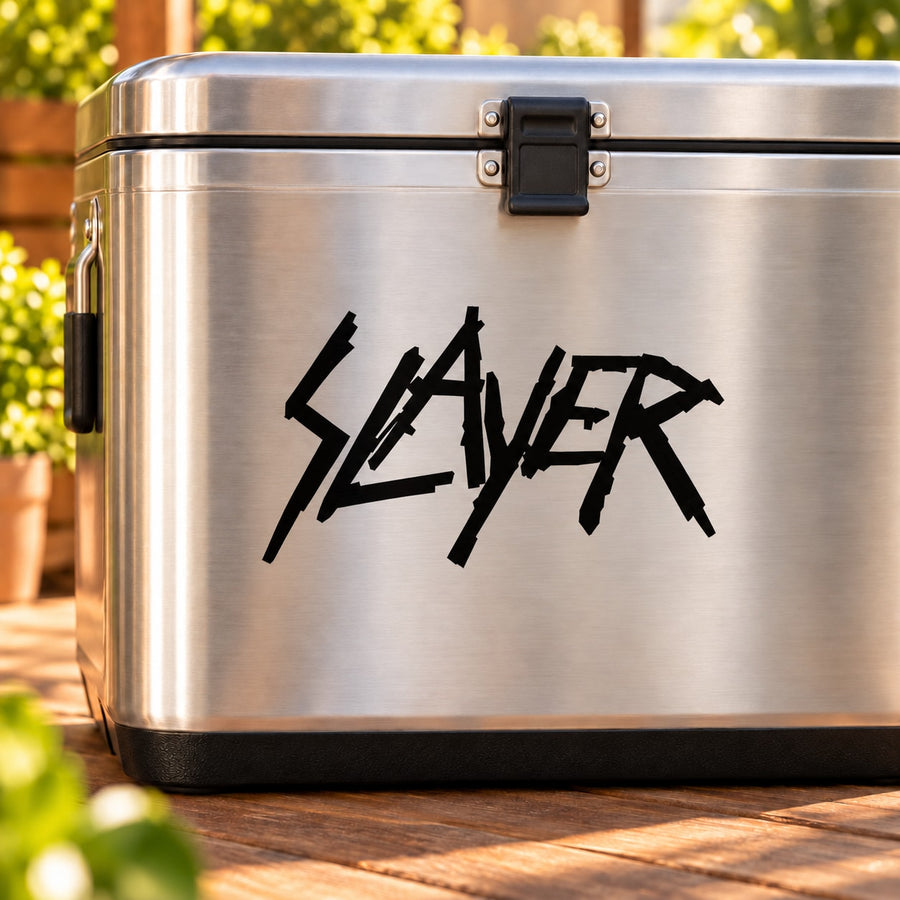 Black Slayer text decal in bold graffiti-style lettering