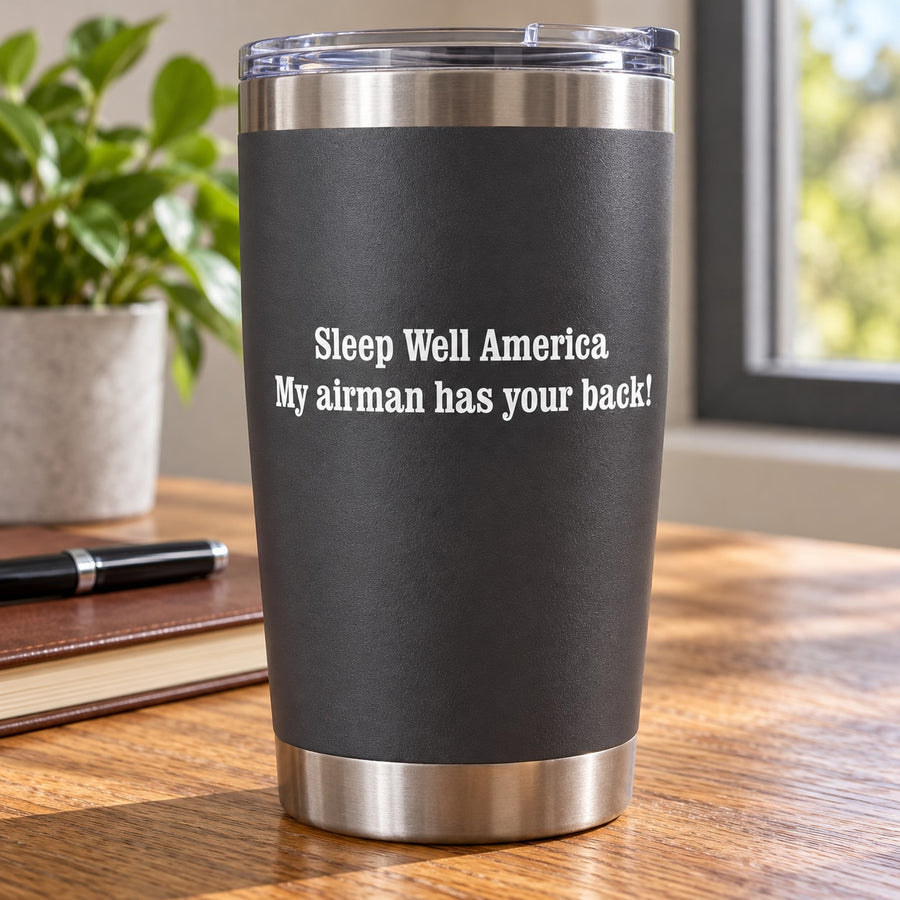 Sleep Well America Airman Car Decal — illustrative vinyl decal application mockup. Surrounding objects are not included.