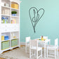 Smashing Pumpkins cursive heart decal, black line art style