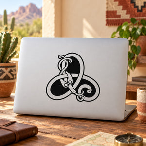 Celtic snake decal with black interlaced knot design for laptops