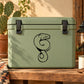 Light green cooler with black boa constrictor decal