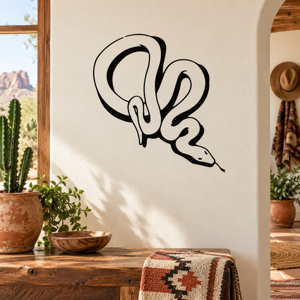 Snake wall decal with black line-art design
