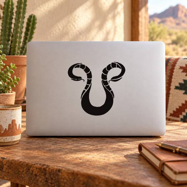 Black double-headed connected snake decal