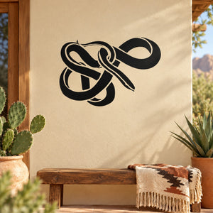 Black tangled snake decal graphic on light beige background
