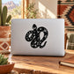 Curled black python snake decal sticker for smooth surfaces