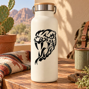 White water bottle with black tribal snake head decal