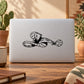 Outlined coiled snake decal in black line art