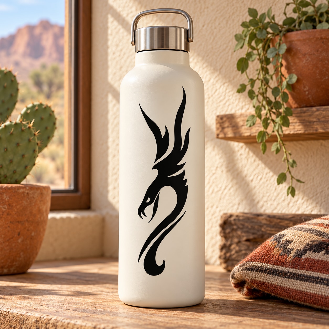 Winged snake decal with black flame and wing design on white background