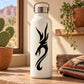 Winged snake decal with black flame and wing design on white background