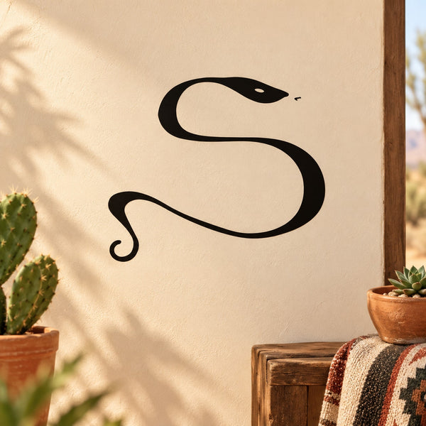 Black S-shaped snake decal, small curled tail