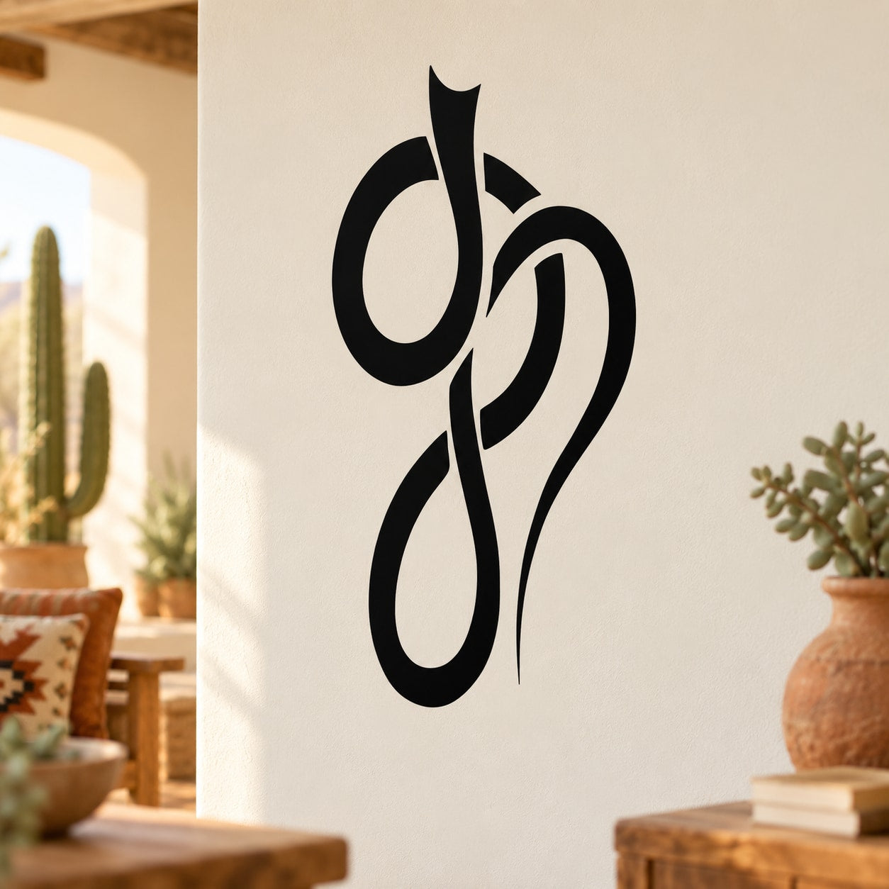 Abstract cobra snake wall decal, black swirl design
