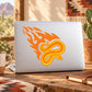 Orange flame snake graphic sticker on white background
