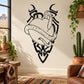 Snake wrapped around heart style vinyl decal, black outline illustration