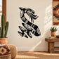 Tribal-style snake wall decal in black with curved tail and head outline