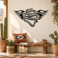 Winged snake tribal emblem decal in black and white, outlined style