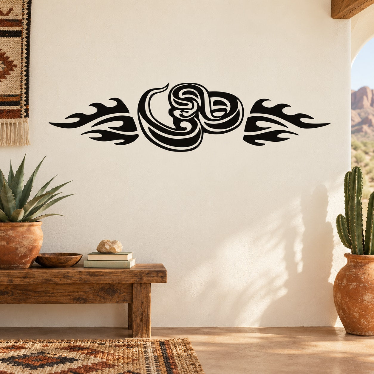Black stylized snake with tribal swirl and wing decals