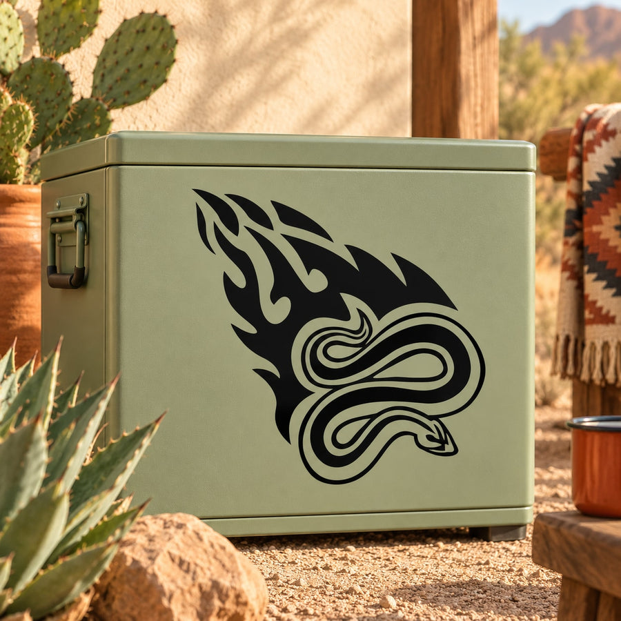 Hot Trail snake decal with black-and-white coiled snake head graphic