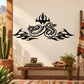 Black snake and flame wall decal with decorative tribal pattern motif