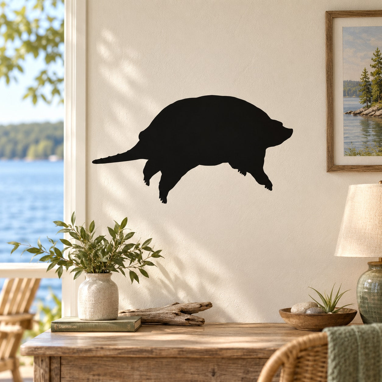 Black snapping turtle wall decal silhouette