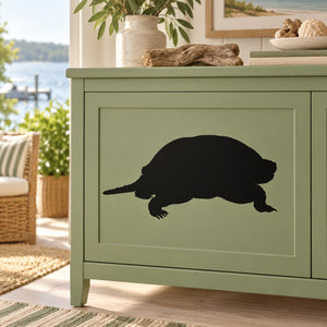 Black turtle watching silhouette decal