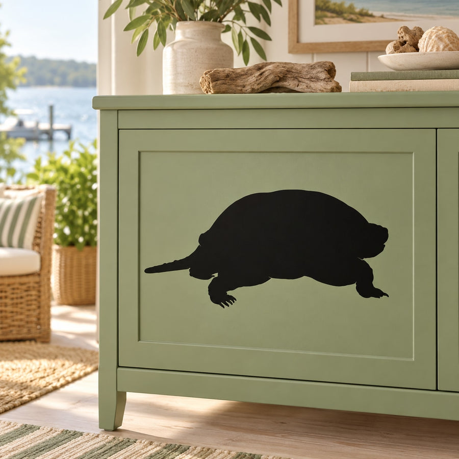 Black turtle watching silhouette decal