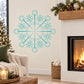 Turquoise snowflake wall decal with intricate circular patterns