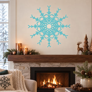 Teal snowflake wall decal with intricate branching pattern