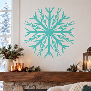 Teal snowflake wall decal with starburst design