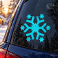 Blue snowflake star cross decal on car window glass