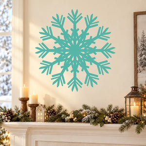 Turquoise snowflake wall decal with fern-like branches