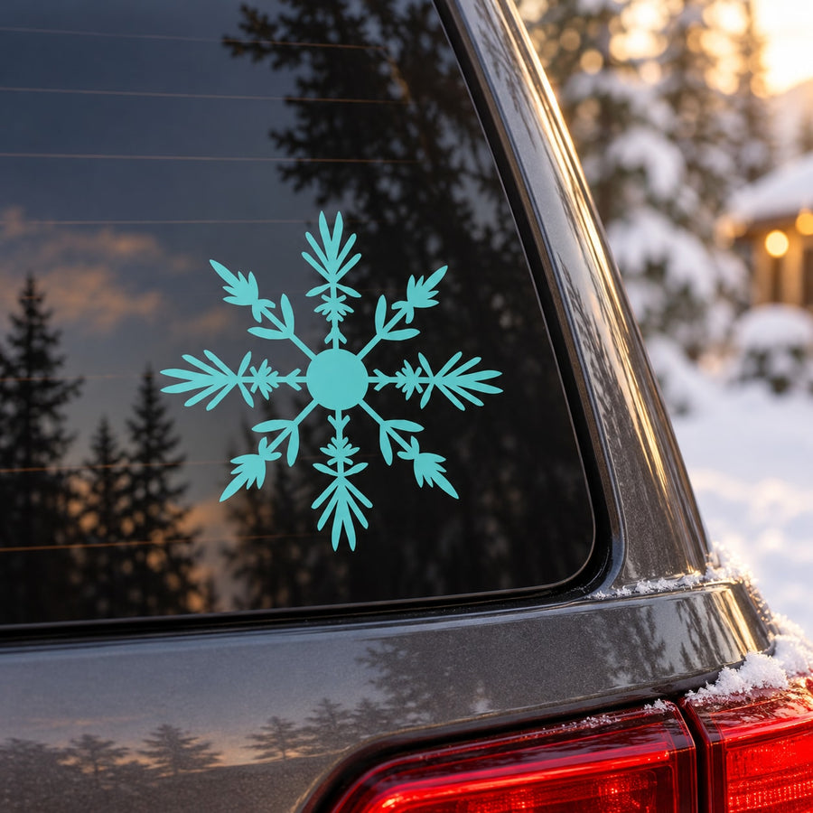 Spear flower Snowflake Decal — illustrative vinyl decal application mockup. Surrounding objects are not included.