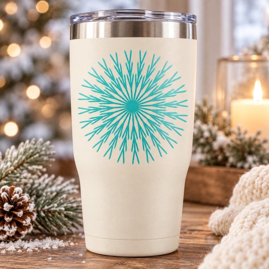 Beverly Snowflake Decal — illustrative vinyl decal application mockup. Surrounding objects are not included.