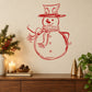 Snowman wall decal with red line-art hat and scarf