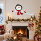 Cartoon snowman playing in snow sticker, black hat, red scarf and orange nose