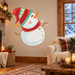 Cute snowman wall decal with red scarf, striped hat, carrot nose, twig arms