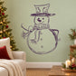 Purple snowman line-art wall decal with scarf and hat